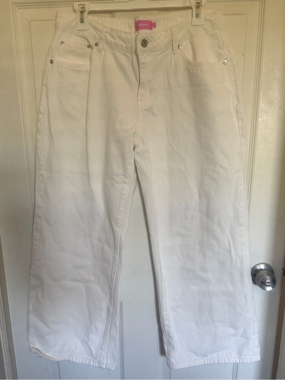 Edikted White Wide-Leg Crop Jeans